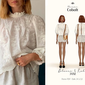 Jane dress and blouse sewing pattern - elegant with variations - A4 PDF download - Size 34 to Size 52 - with instructions and tutorial