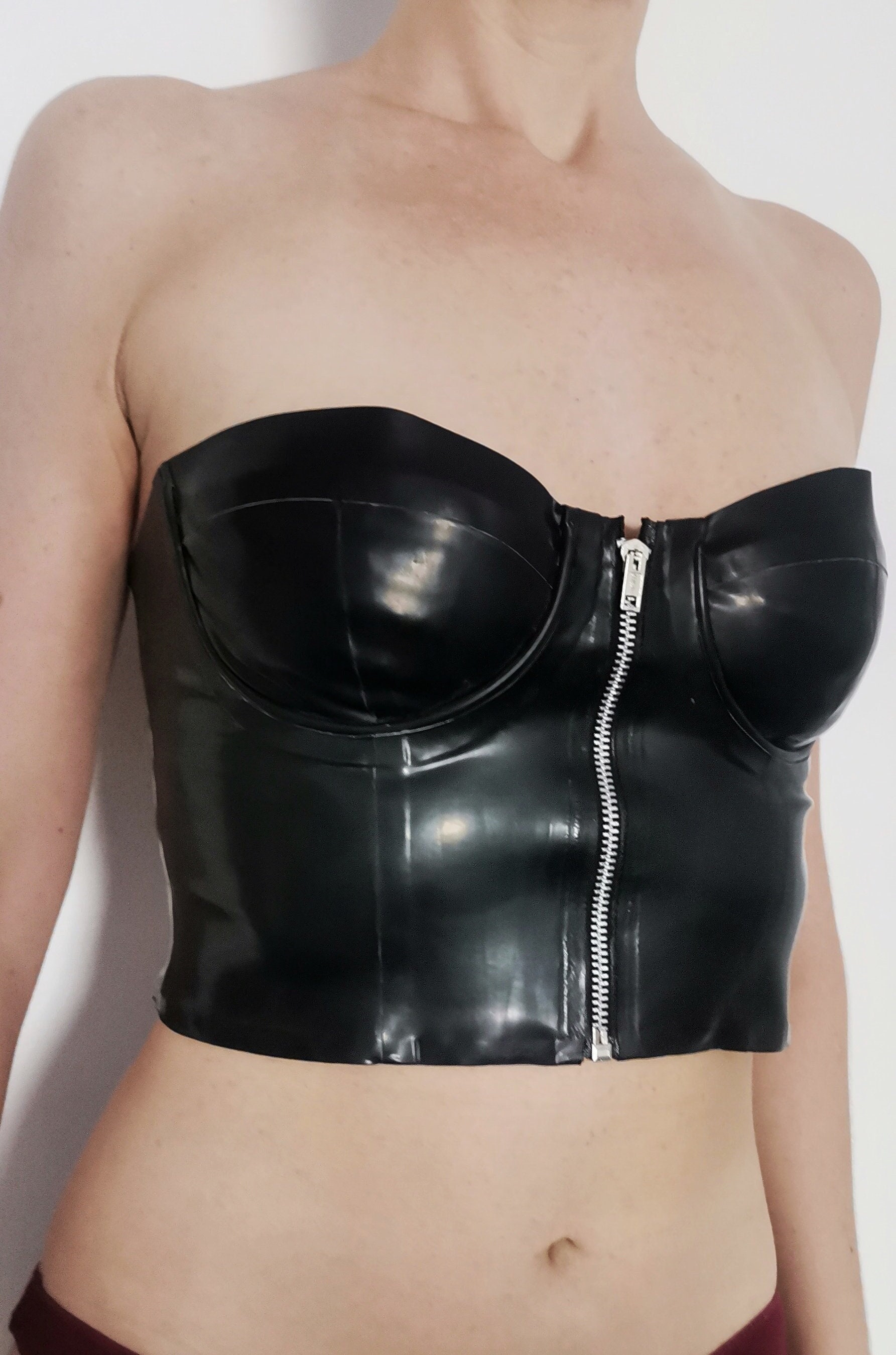 Latex Toy Corset - Rubber Buckle Strapless Corset - by Rubbella