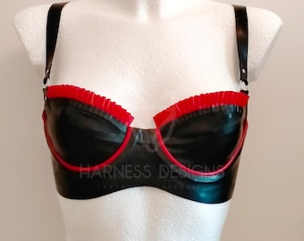 Ruffle Latex Bra, Cute Shiny latex Bra, Latex lingerie, Latex swimsuit, Rubber bra, Latex Pin-up lingerie, Latex underwear, Fetish clothing