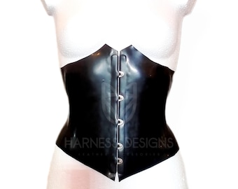 Latex Underbust Corset with Front Hooks & Lace-Up Back, Waist Trainer, Rubber Corset, Natural Vegan Latex, Handmade Fetish Wear