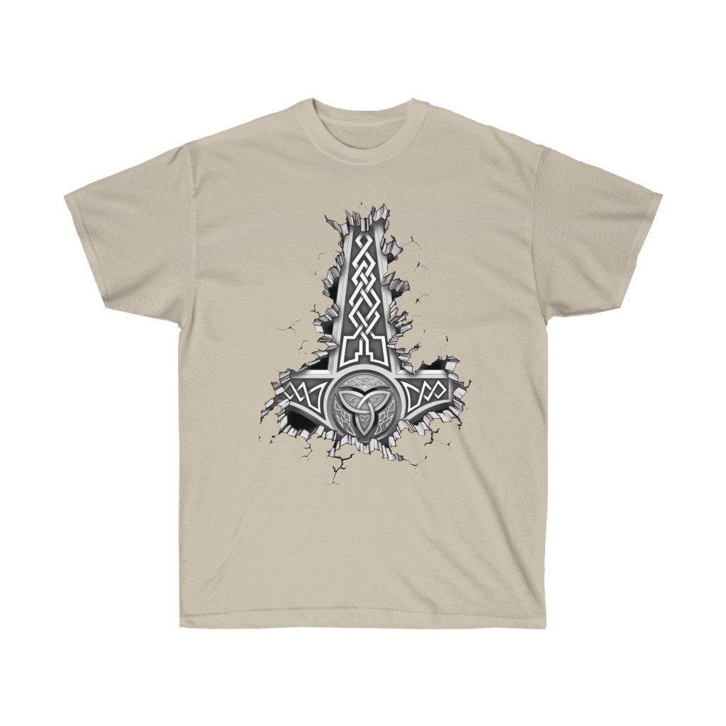 Discover Mjolnir Thor's Hammer Viking Shirt, Norse, Asatru, Celts Shirt, Medieval, Vikings Clothes, Men's Viking Shirt, Thor Hammer Shirts