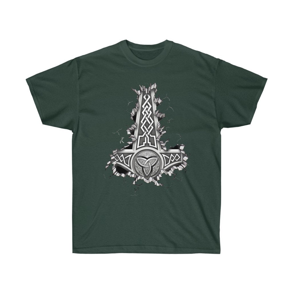 Discover Mjolnir Thor's Hammer Viking Shirt, Norse, Asatru, Celts Shirt, Medieval, Vikings Clothes, Men's Viking Shirt, Thor Hammer Shirts