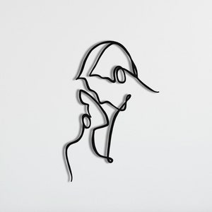 カップル向けメタルウォールアート：ミニマリストラインアート、モダンなホームデコレーション