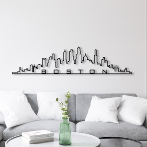Boston Skyline Metallwandkunst: Modernes Stadtbild-Dekor