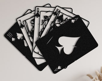 Royal Flush Poker Spielkarten Wandkunst Metall Raumdekor