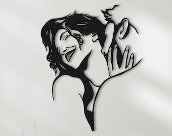 Metal Wall Art Making Love: modern silhouet koppel, slaapkamerdecoratie