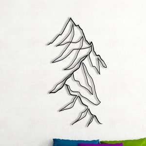 Minimalist Mountain Line Art: Metal Wall Decor