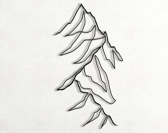 One Continuous Line Drawing of Mountain Range Landscape. Top View of ...