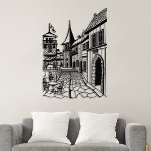 Póster de metal con impresiones de arte mural de Van Gogh, decoración de metal con paisaje urbano