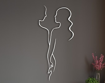 Couple Metal Wall Art – Modern Line Art, Gift for valentine