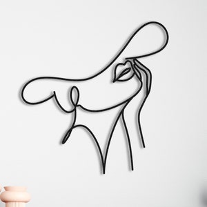 Minimalist Woman Line Art: 3D Metal Wall Decor
