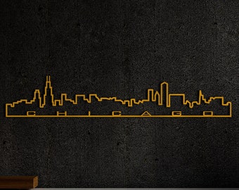 Chicago City Skyline Wandbild aus Metall: Modernes Landschaftsbild