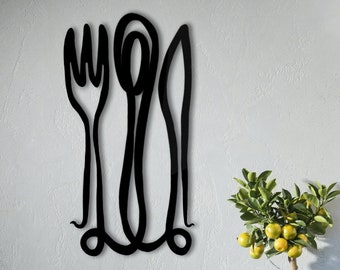 Kitchen Wall sign, fork, spoon and knife, decoration ideas dinning room, metal wall art, gift for women, gift for mothers, gift for mom