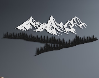 Extra Large Mountain Metal Wall Art: Farmhouse Landscape Decor