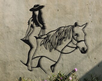 woman sexy wall art female horse metal decor