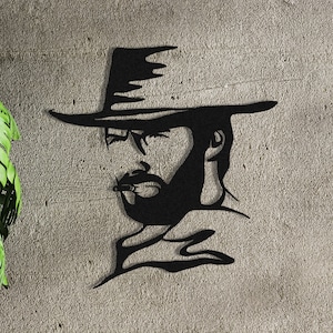 Clint Eastwood Metal Wall Art: Cowboy Silhouette Decor
