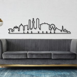 Art mural plan de la ville horizontal long et étroit Las Vegas grand décor/art mural en métal