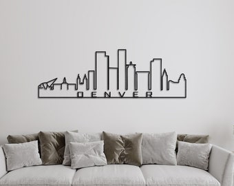 Denver Skyline Metal Wall Art: Modern One Line Cityscape Decor