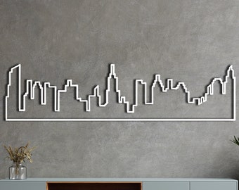 Großstadt Landschaft Wand Kunst Skyline Metall Wandbild Boho Deko, Wand Kunst Wohnzimmer, art work for living rom