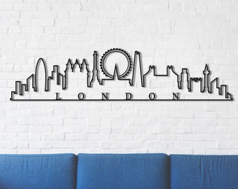 Metall London Stadtbild Wandkunst: Lange schmale Silhouette