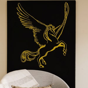 Metalen wanddecoratie eenhoorn, pegasus-metalkunst, kinderkamerinrichting, kunst aan de muur