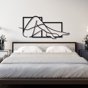 feminine wall art, metal wall decor, female line art, body positive art, gold wall decor, modern wall art, fashion wall art, bathroom decor, above bed decor, one line art