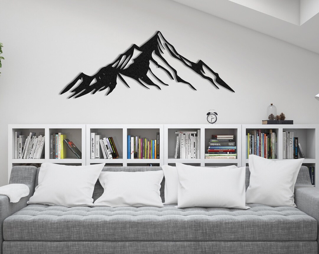 Extra Large Mountain Metal Wall Art Minimalist Hill Range/ Mid Century