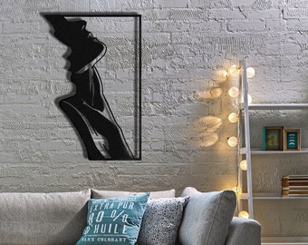 Couple Silhouette Metal Wall Art: Modern Love You More Sign