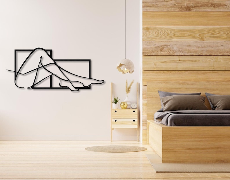 modern wall art, fashion wall art, feminine wall art, metal wall decor, female line art, body positive art, gold wall decor, bathroom decor, above bed decor, one line art