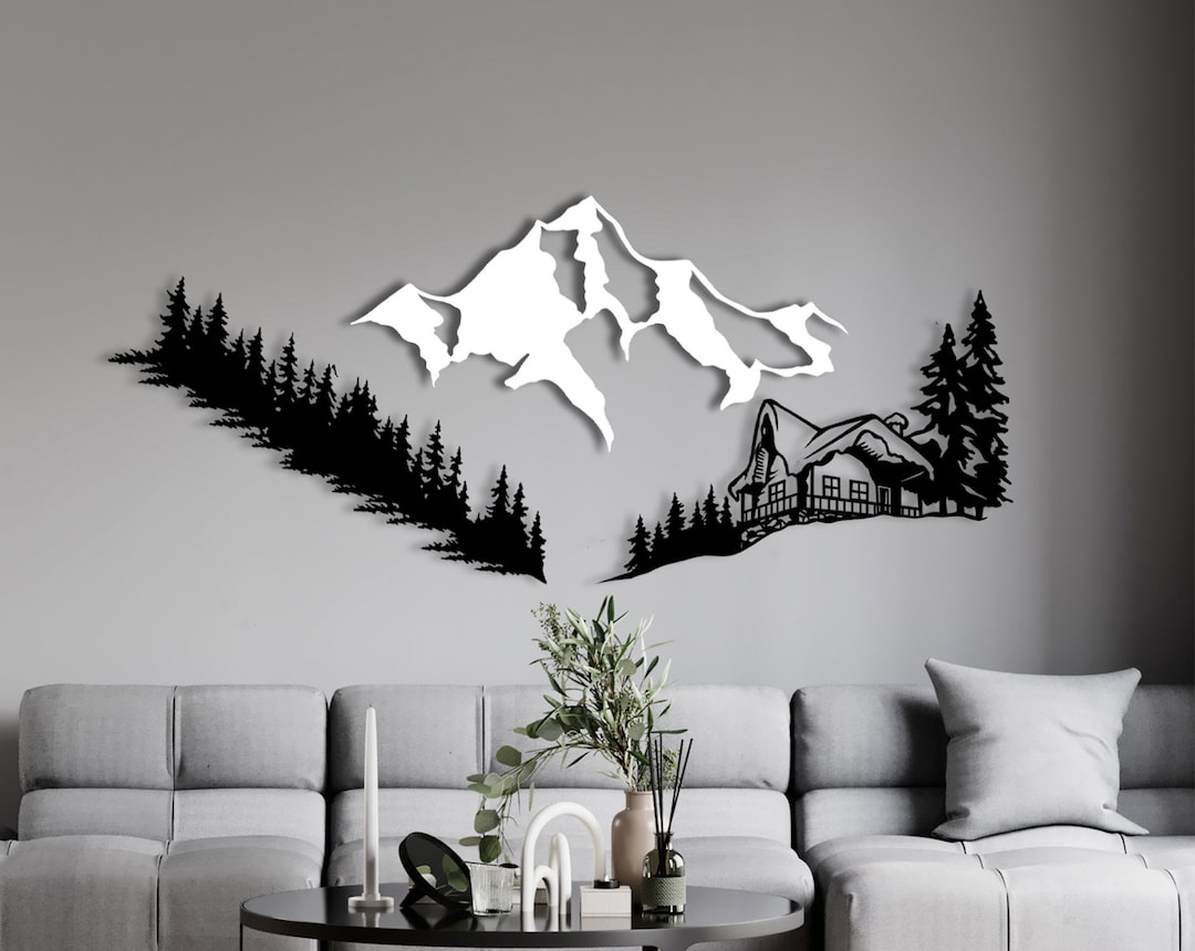 Mountain Forest Metal Wall Art: Swiss Chalet Farmhouse Decor - Etsy
