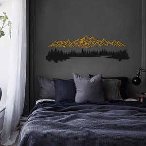 Extra large landscape metal wall decor for wide bedroom wall
