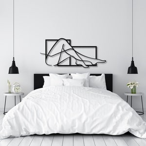 above bed decor, one line art, modern wall art, fashion wall art, feminine wall art, metal wall decor, female line art, body positive art, gold wall decor, bathroom decor