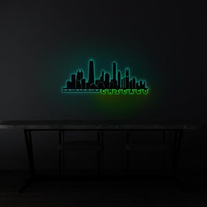chicago poster, chicago art, chicago wall art, city wall art, home wall decor, city map wall art, city coordinate, led sign, led wall art, living room decor, christmas gift, metal wall deco