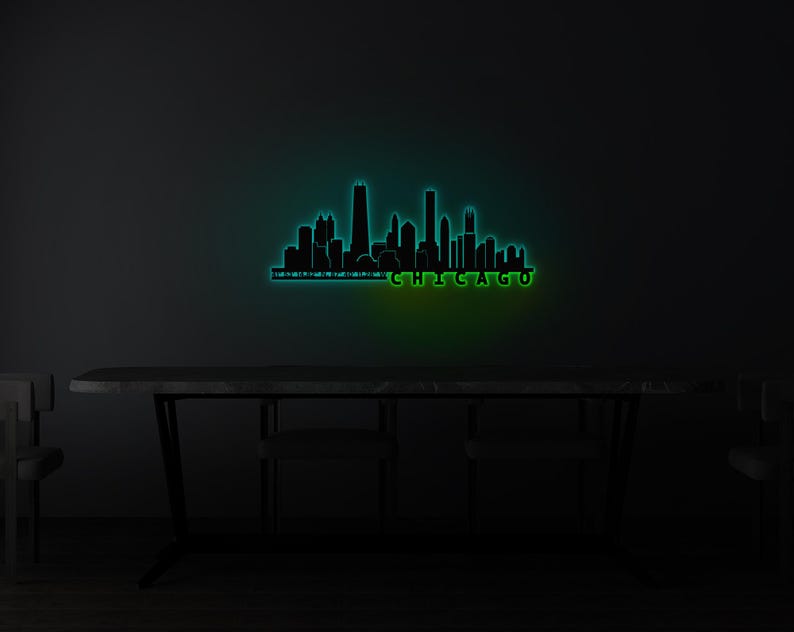 chicago poster, chicago art, chicago wall art, city wall art, home wall decor, city map wall art, city coordinate, led sign, led wall art, living room decor, christmas gift, metal wall deco