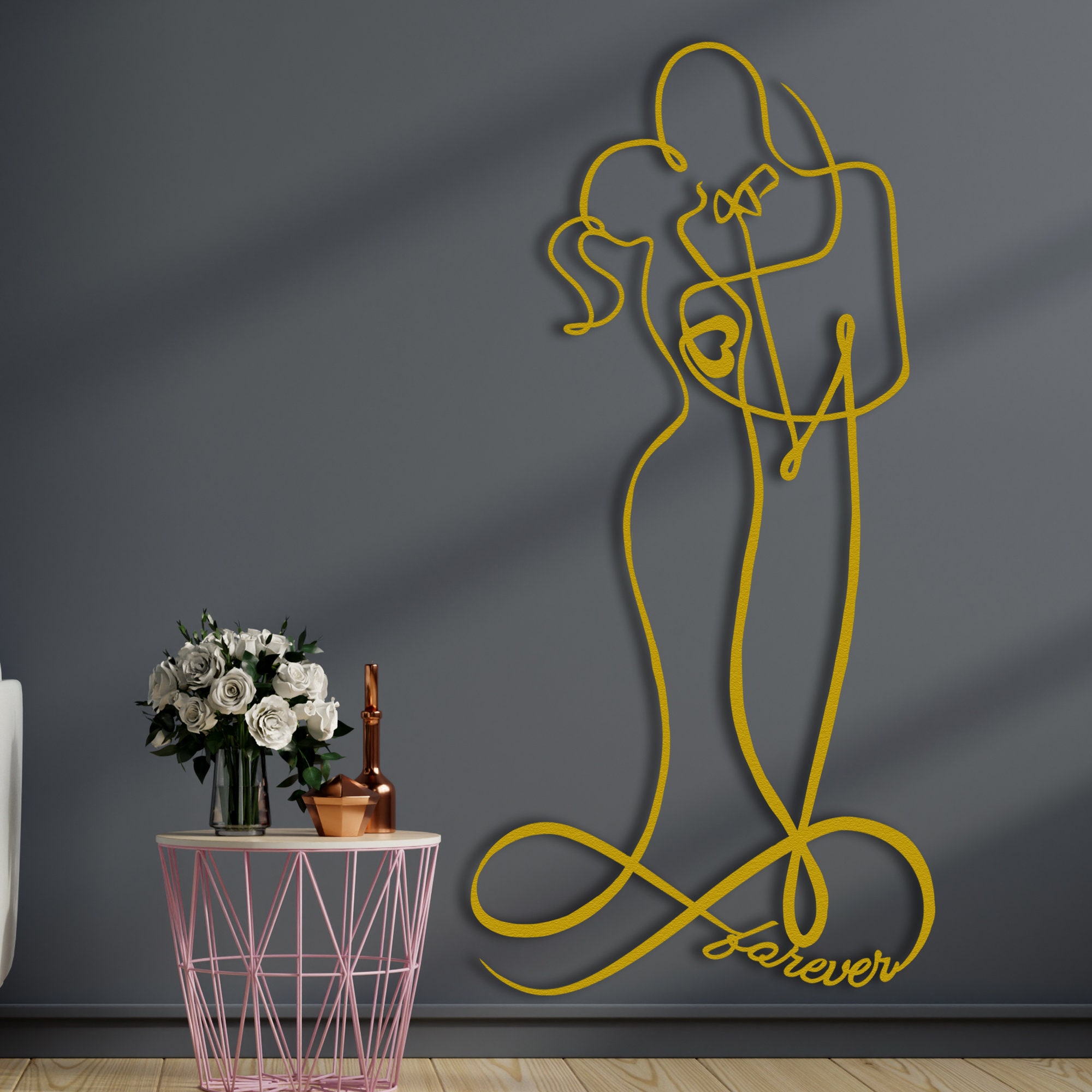 Forever Gift Wedding Anniversary Metal Line Art, Bride and Groom ...
