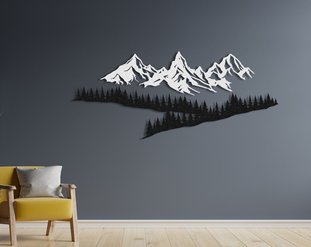 Extra Large Mountain Metal Wall Art: Farmhouse Landscape Decor - Etsy