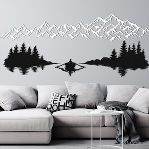 Serene Mountain and Tree Metal Wall Hanging for Nature Lovers