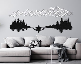 Berg und Wald Metall Wandkunst, Hügel und Bäume Metall Wand-Dekor, Natur und Wald Dekoration, Metall Haus Dekoration, Metall Wandbehang