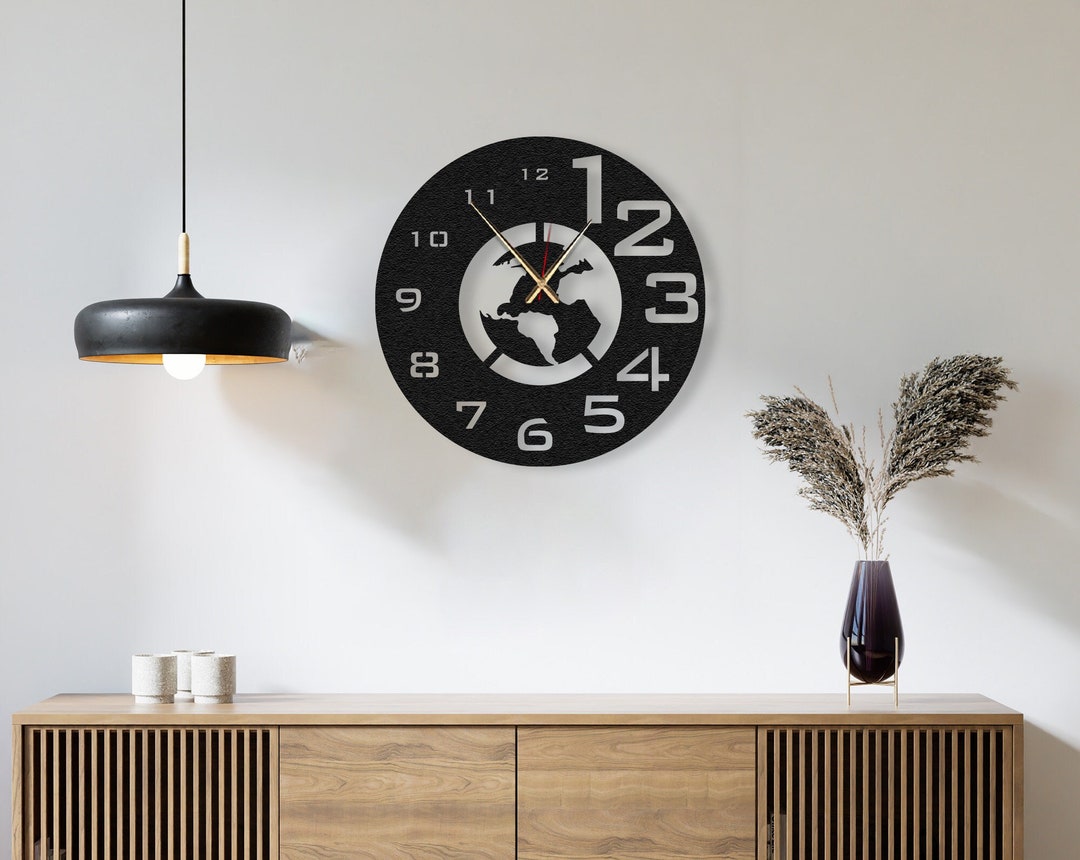 Modern Large Wall Clock Minimalist Oversized Metal Unique Gift, Metal ...