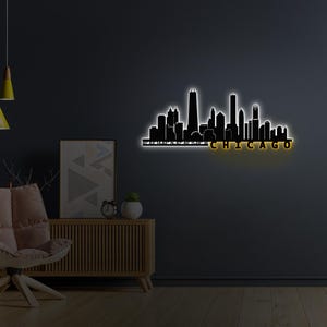metal wall decor, city coordinate, trendy wall art, chicago poster, home wall decor, led wall art, christmas gift, chicago wall art, chicago art, city map wall art, city wall art, led sign,