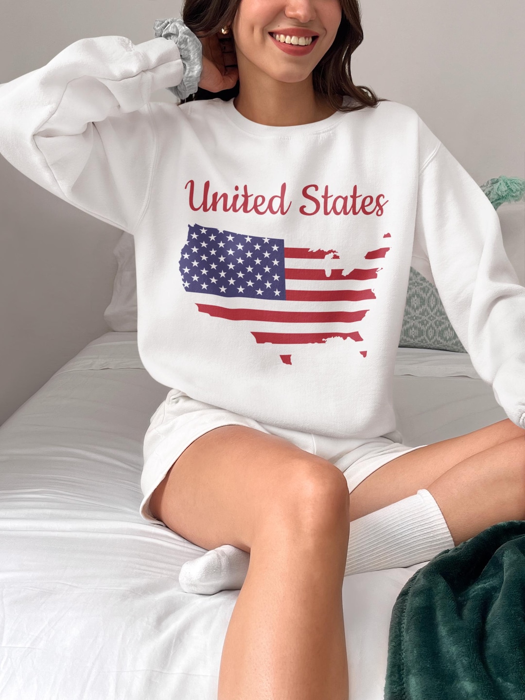 USA Flag Sweatshirt and Shorts Set main image 1