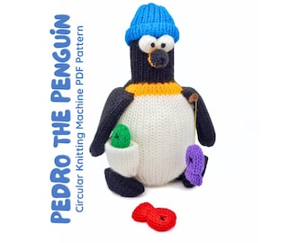 Pedro the Penguin- Circular Knitting Machine PDF Pattern Downloadable Bird Knitting Machine Pattern Stuffie Addi Sentro Prym 22 46 48