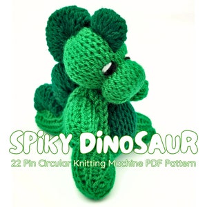 Spiky Dinosaur- 22 Pin Rundstrickmaschine PDF Schnittmuster für die Addi Express Professional oder Sentro