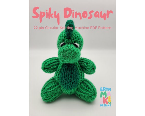 Spiky Dinosaur 22 Pin Circular Knitting Machine PDF Pattern 