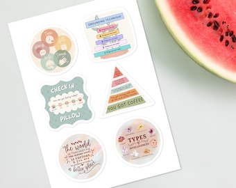 Self-Care Mental Health Sticker Sheet, Psychology Theories, Rewards for Children, Therapist Stickers, Counselling Tools