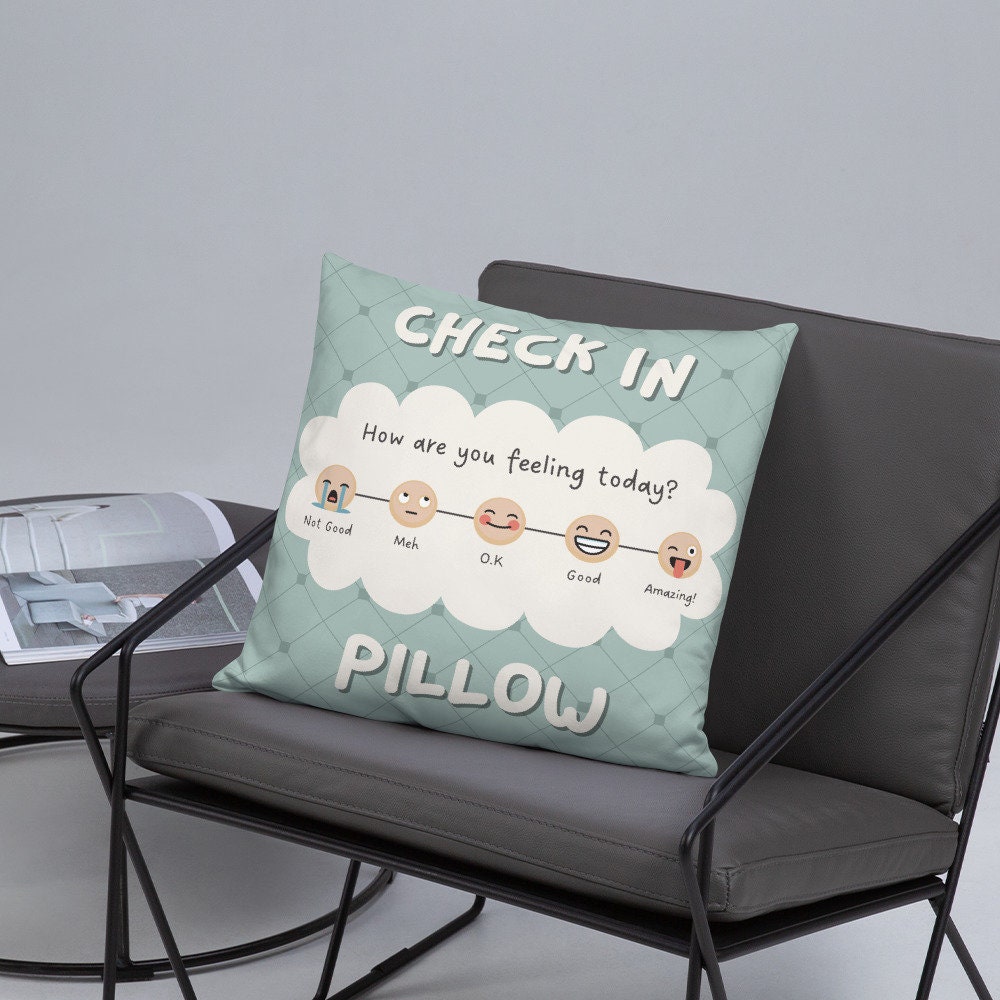 Emotion Check in Emoji Psychology Pillow Therapist Room Etsy