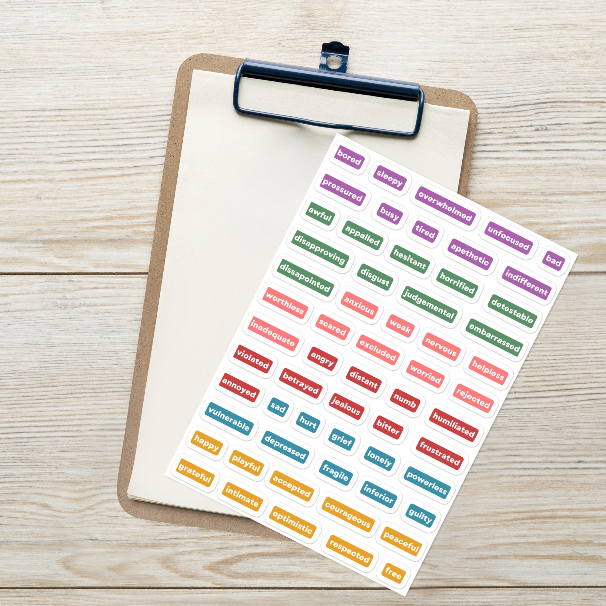 Feelings Wheel Emotions Stickers, Mental Health Journal Tracker, Children Therapist Tools,