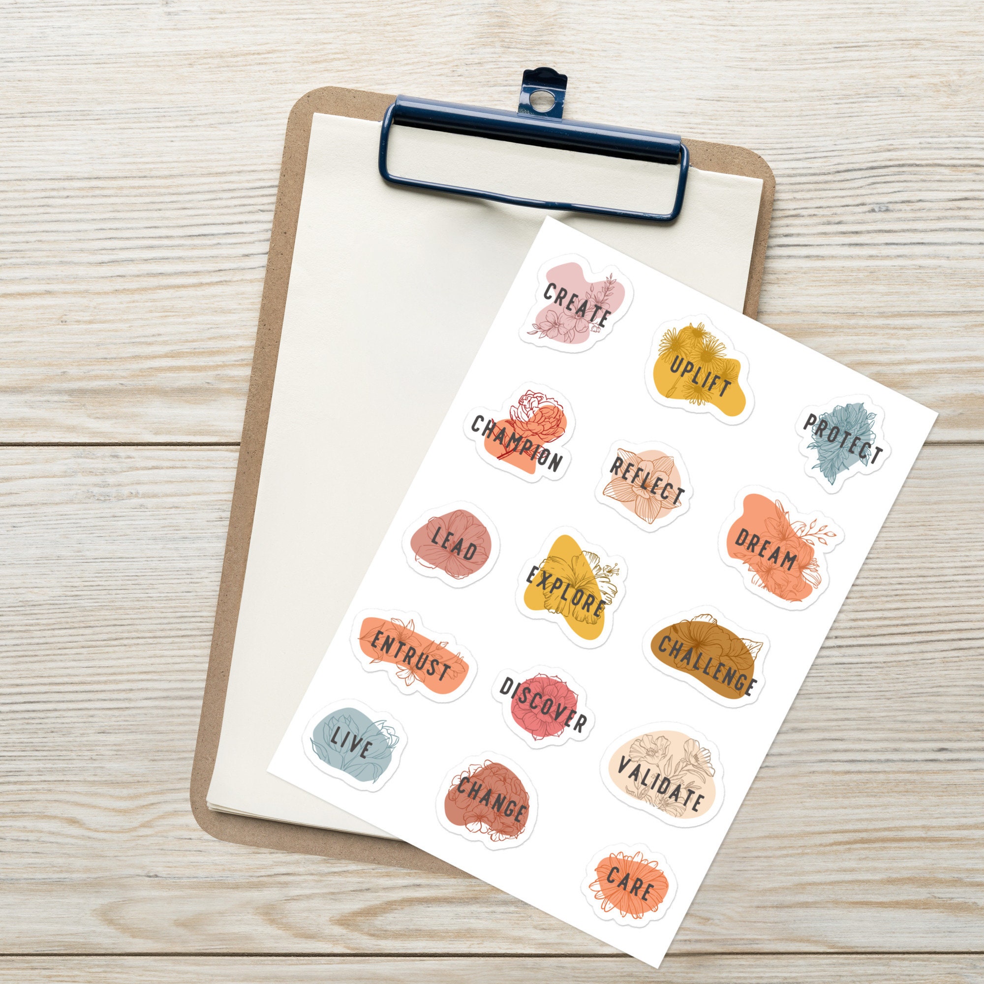 Artistic Floral Stickers, Positive Encouragement Stickers, Child Therapist Mental Health, Counselling Office Rewards