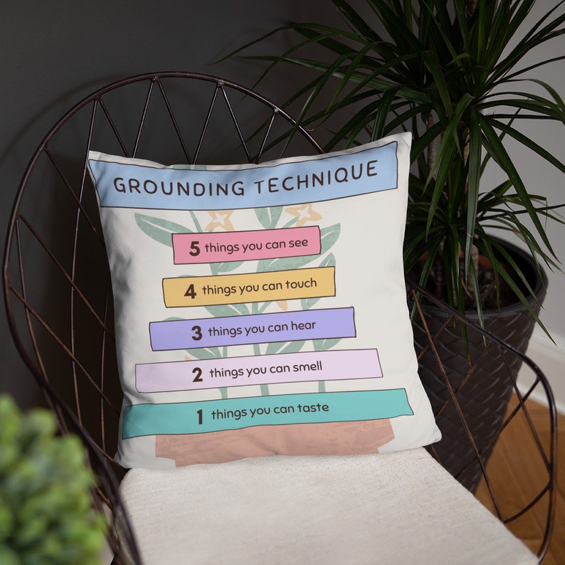Grounding Technique Psychology Pillow Therapist Room Cushion Etsy