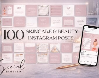 100 Ready-to-Use Instagram Posts | Skincare & Beauty Content Bundle | Instant Download